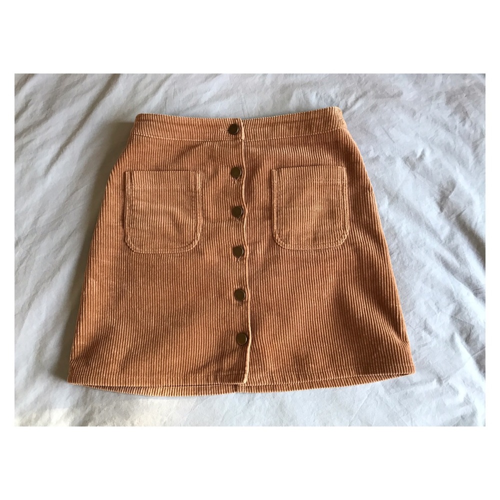 Button-Up Corduroy Skirt